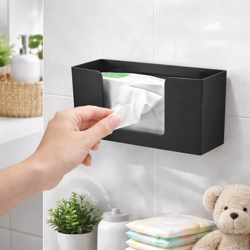 Porta Lenço Umedecido de Parede com Fita Dupla Face Suporte Toalha Umedecida Sem Furo Organizador em Oferta na Shopee