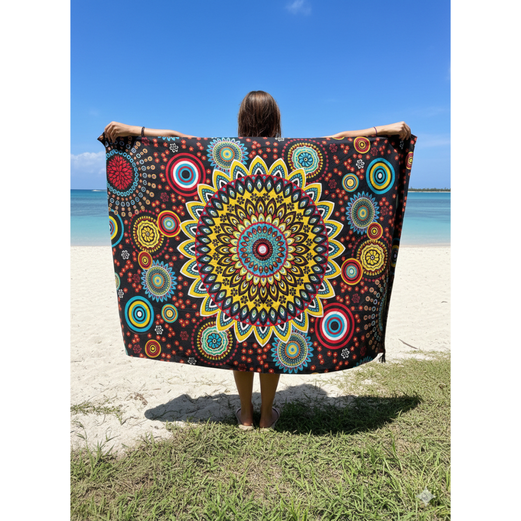 Canga de Praia Bandeira Brasil Mandala Gigante Estampa Olho Grego Indiana Azul Filtro Sonhos
