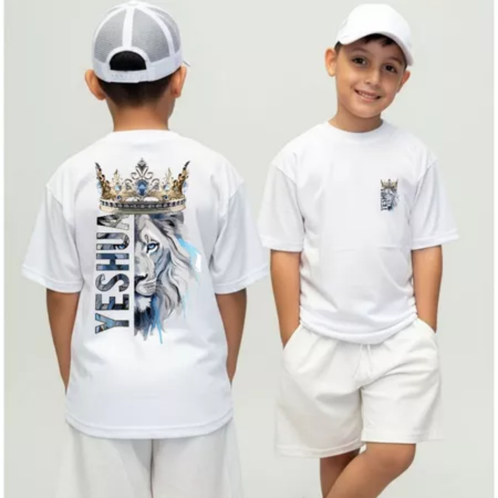 Camiseta Infantil Malha 100% Algodão Juvenil Estilosa Camisa Religiosa Jesus Cristo Yeshua cristã
