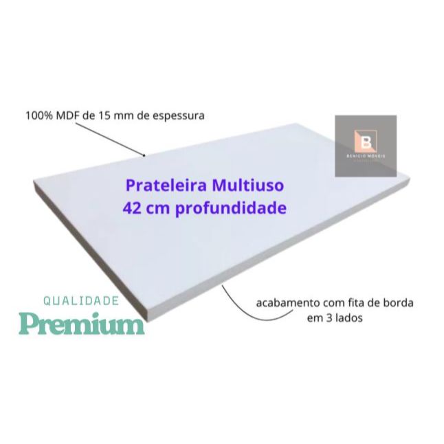 Prateleira Branca 100% MDF 42 cm Prof.  com Revestimento Melamínico – Durável, Moderna e Multiuso em Oferta na Shopee