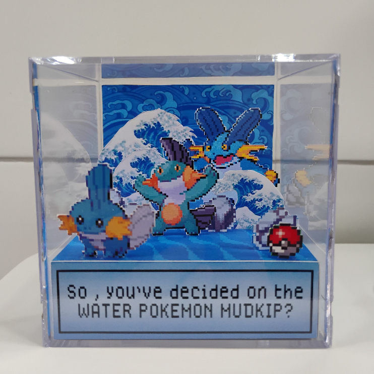 Cubo diorama Pokemon evolução Mudkip em Oferta na Shopee