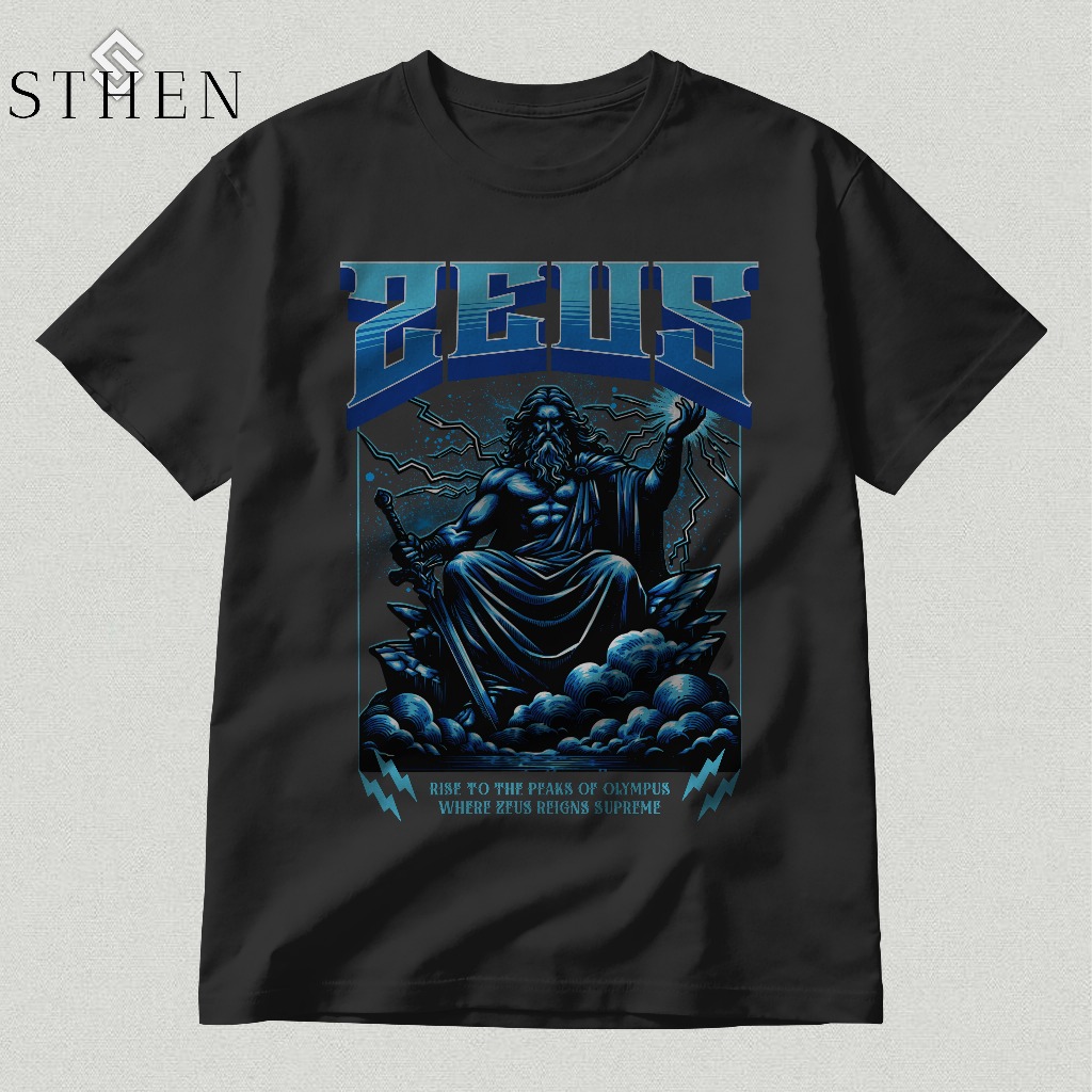 Camiseta Zeus Mitologia Grega Algodão – Branca, Preta, Amarela, Vermelha e Roxa – Estilo Street