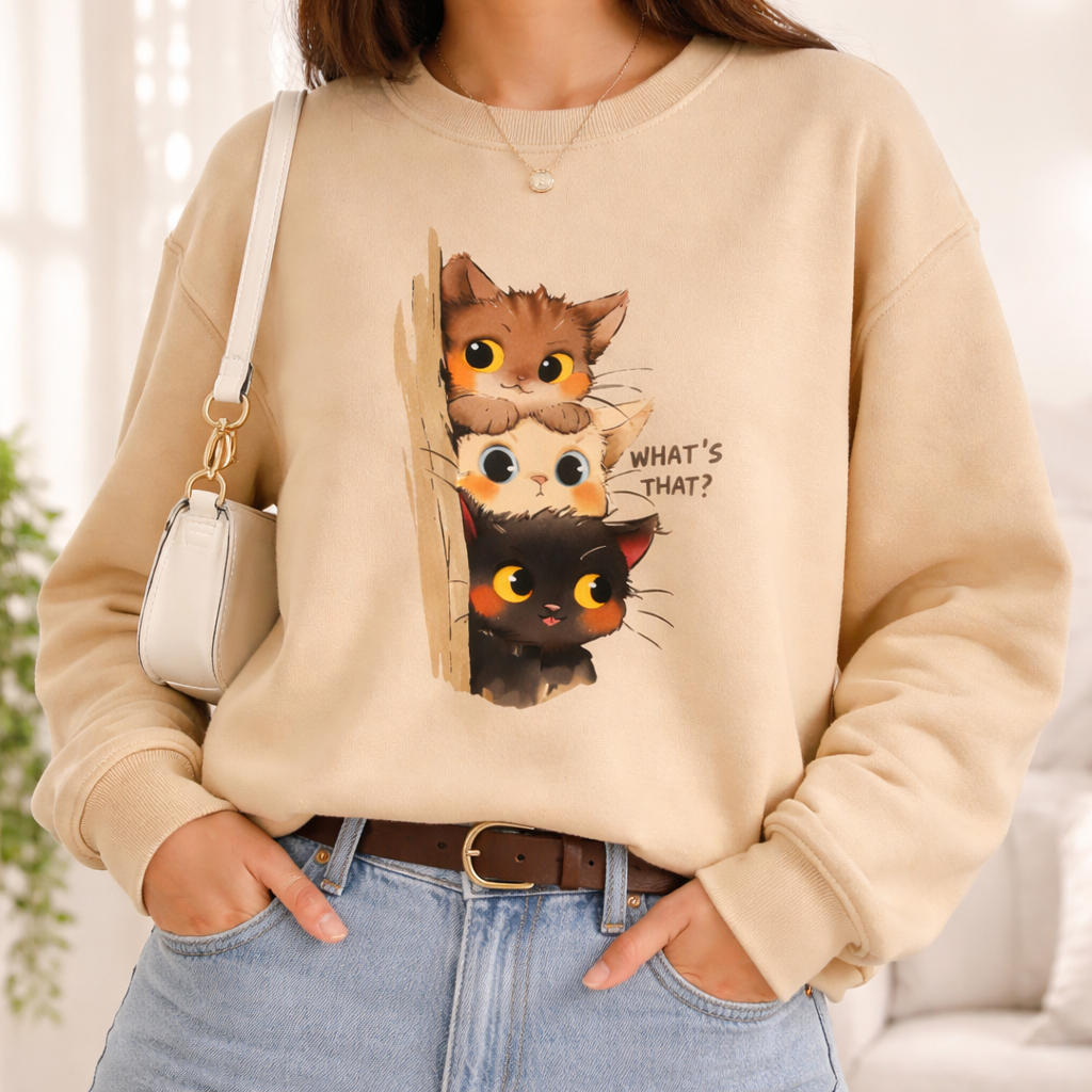 Blusa de Frio Moletom Mulher Gatinhos Fofo Moda Inverno Estilo Casual Blusa de Frio Moletom Mulher Gatinhos Fofo Moda Inverno Estilo Casual