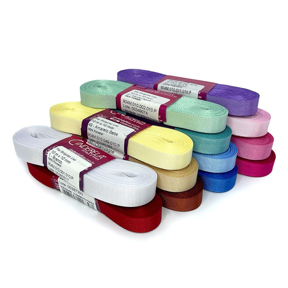 Fita de Gorgurão Lisa Nº2 Largura 10mm Cinderela Material Laço Artesanato em Oferta na Shopee