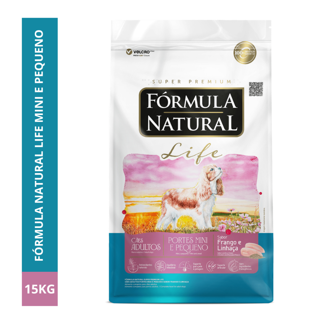 Ração Fórmula Adimax Natural Life Cães Adultos Porte Mini e Pequeno 15kg