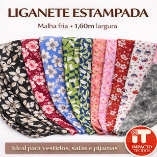 Tecido Liganete estampada Malha fria 1m x1,60m varias estampas em Oferta na Shopee