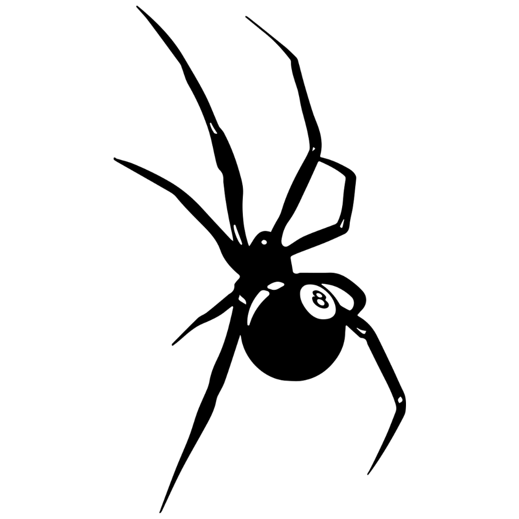 Adesivo Aranha Preta Bola 8 Vinil Decorativo Branco 17x10cm Premium Vinil
