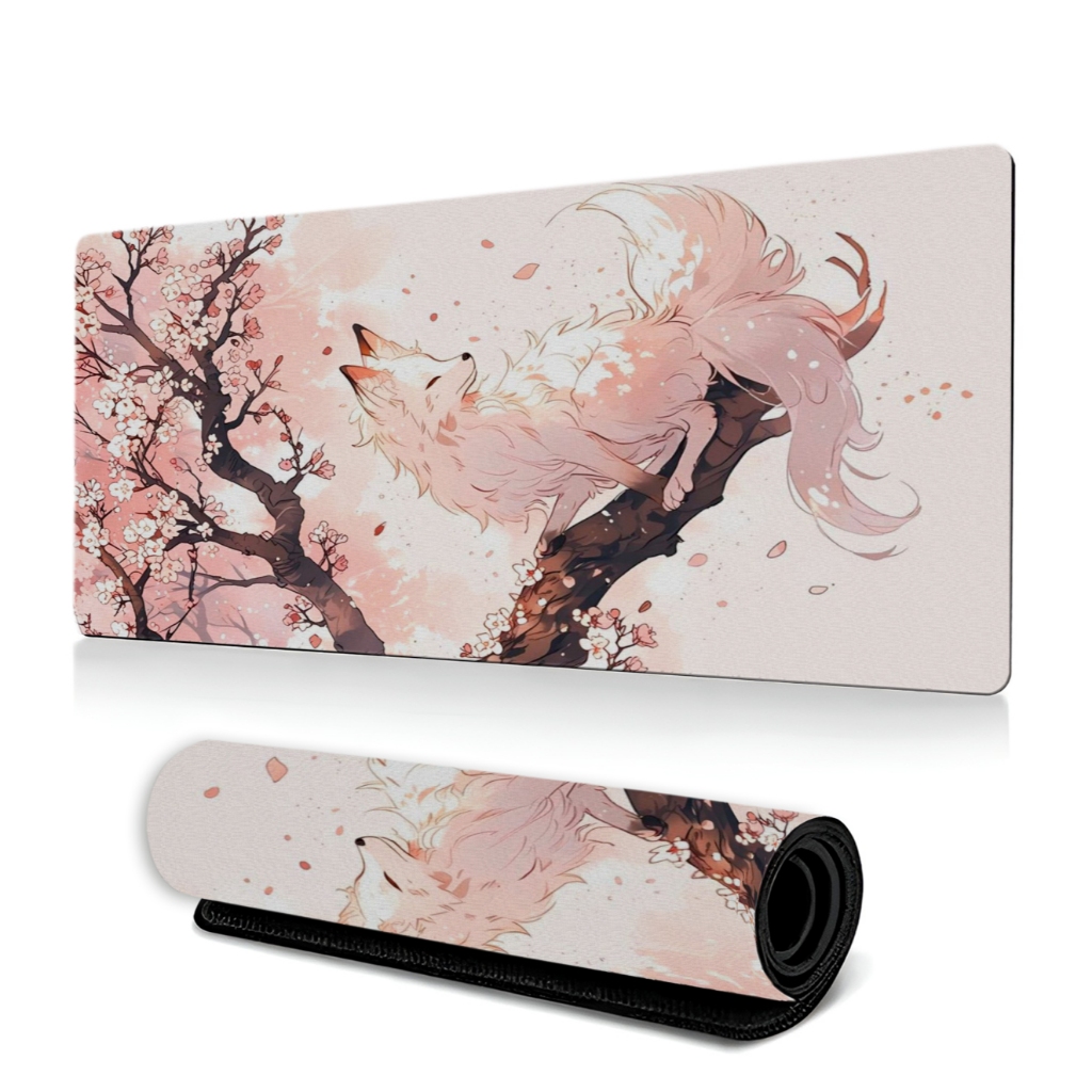 Mouse pad Gamer Estampado 90x40 e 70x30 estampas novas raposa flores em Oferta na Shopee