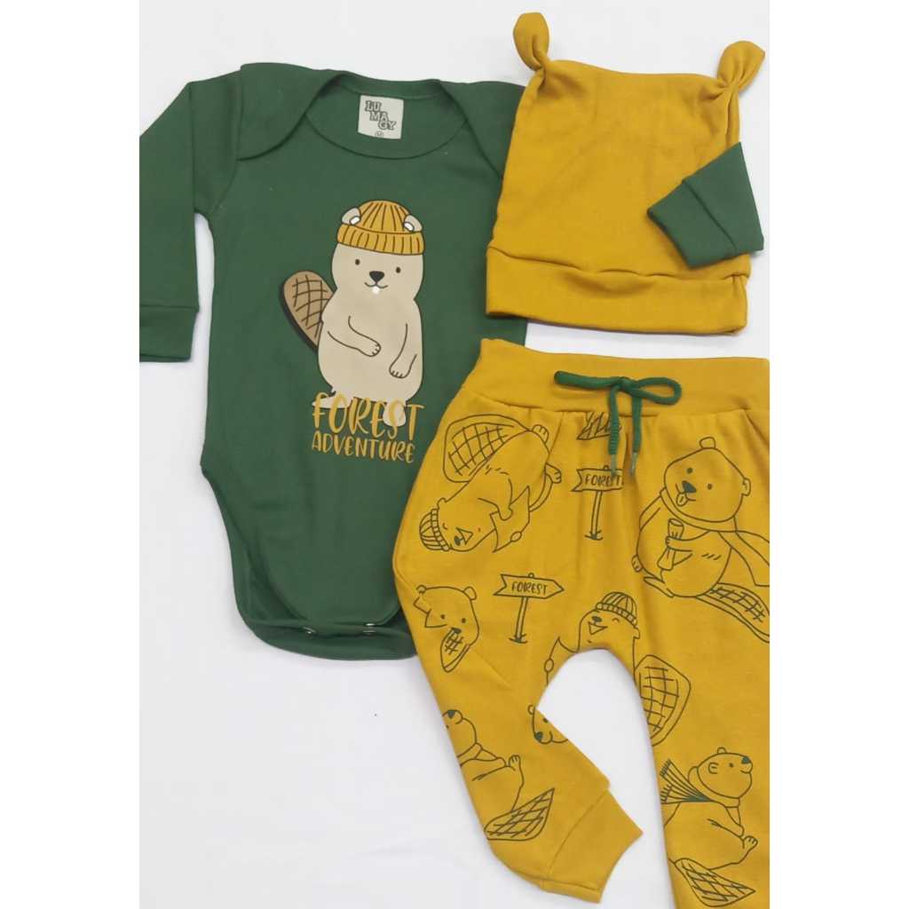 Conjunto 3 peças body e calça inverno meia estação bebê menino em Oferta na Shopee