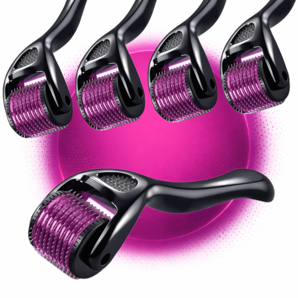 Kit 5 DermaRoller MicroAgulhamento Rolo Agulha System 540 Original Anvisa Preencher Falha Cabelo e Barba Tirar Cicatrize