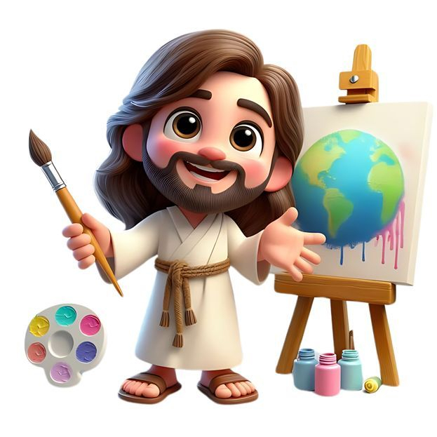 Display de Chão Mdf Decoração - Festa - Jesus Desenho Maior Pintor do Mundo - Novo (1 Peça - Vários Tamanhos)