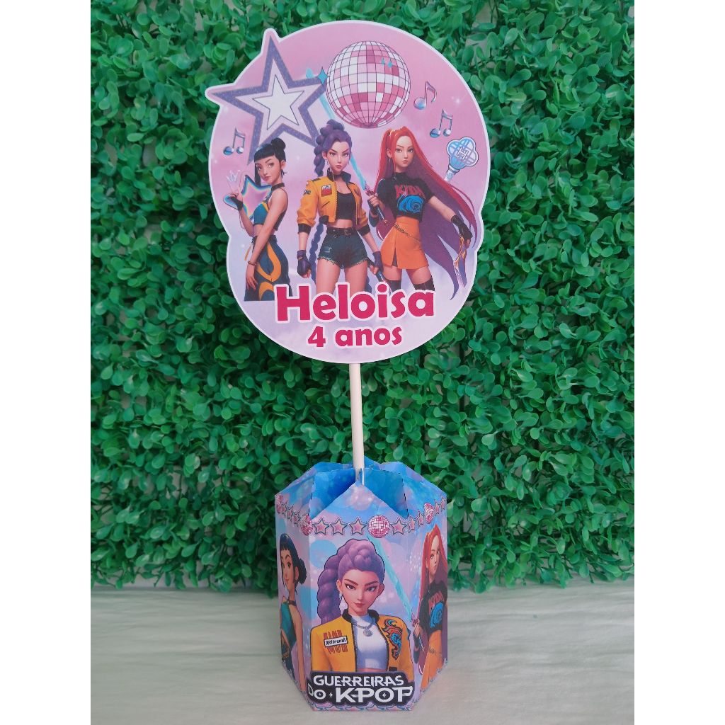 CENTRO DE MESA GUERREIRAS DO KPOP ( PEGUE E MONTE) lembrancinhas personalizadas para festa de aniversário k pop huntrix