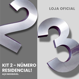 KIT 2 NUMEROS RESIDENCIAL ACO INOX POLIDO 20 CM - 3D em Oferta na Shopee