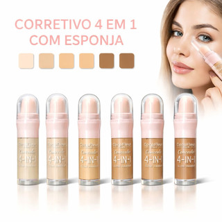 CocoFleur Corretivo 4 em 1 com Esponja Aplicadora 12ml – Alta Cobertura, Efeito Glow, Lon…