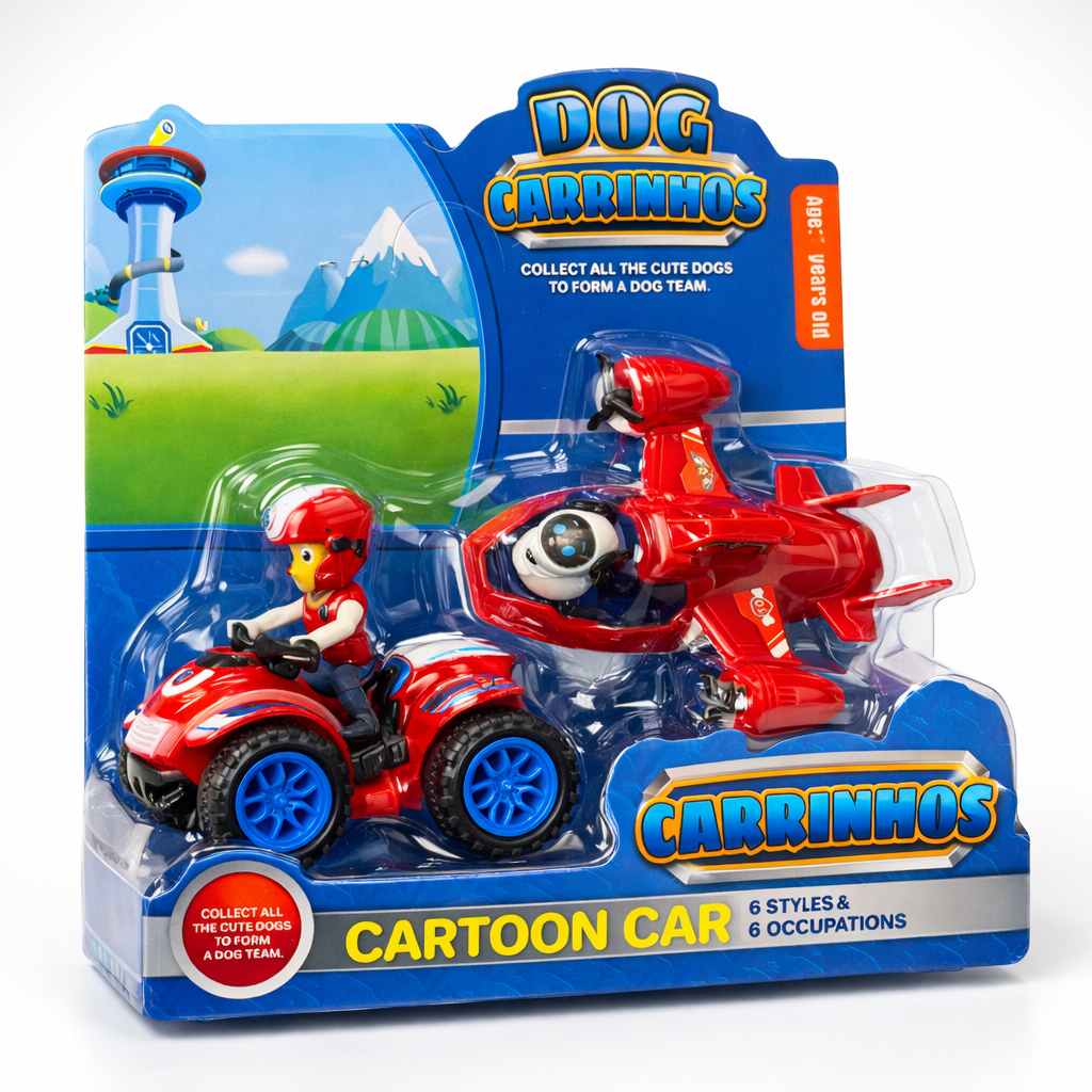 Kit Com 2 Patrulha Canina Carrinhos Brinquedos Corrida Infantil Criança Presente Coleção