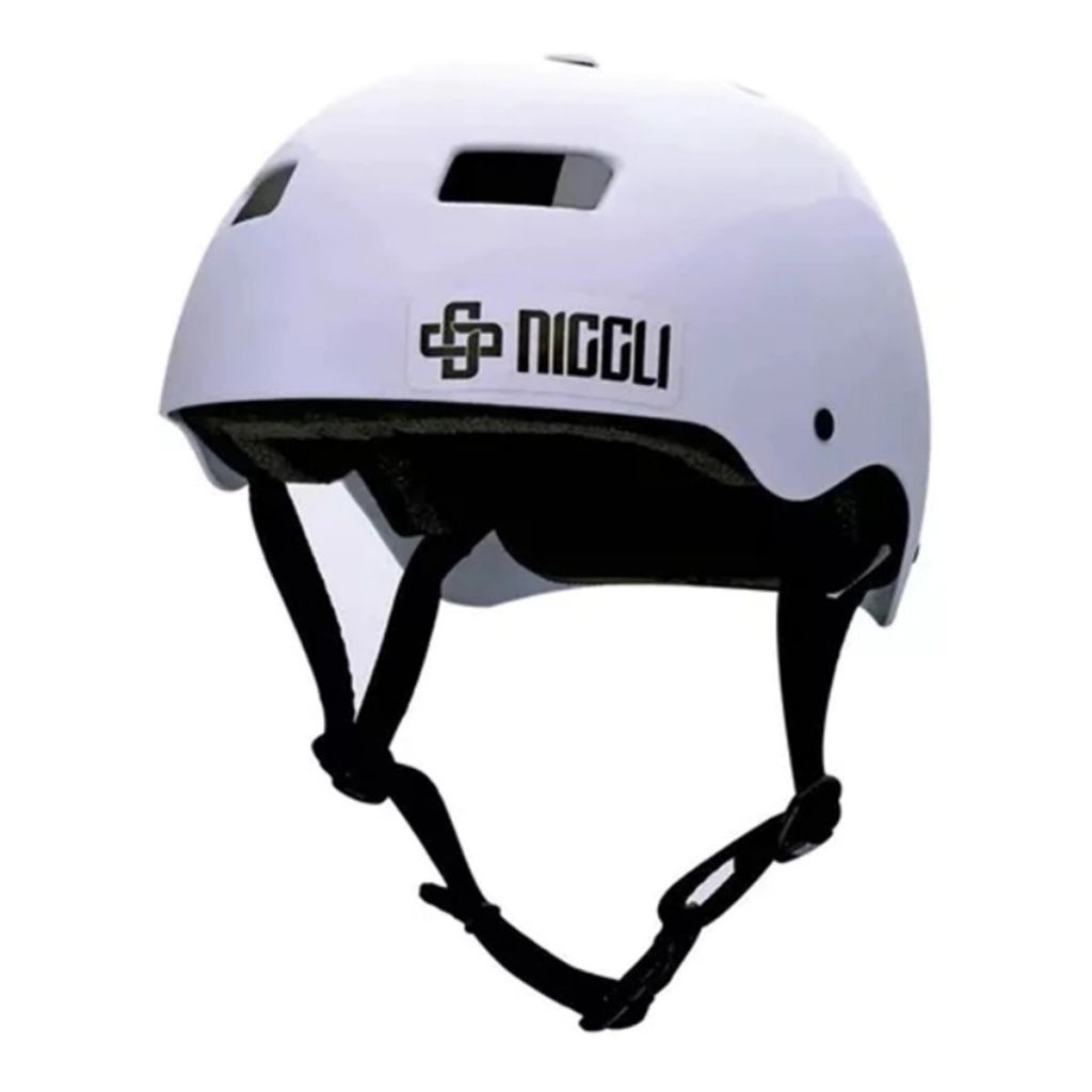 Capacete Niggli Pads Pro N1 BRANCO Proteção para Skate, Patins, Bicicleta e Esportes Radicais