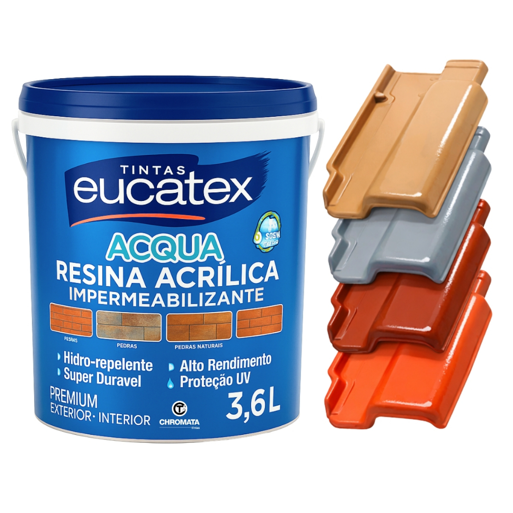 Resina Acrílica Impermeabilizante Base Água Brilho 3,6l - Cores