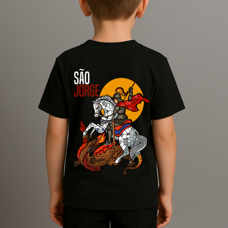 Camiseta Básica Infantil Menino São Jorge Blusa Menina Juvenil Moda Religiosa Envio Imediato em Oferta na Shopee