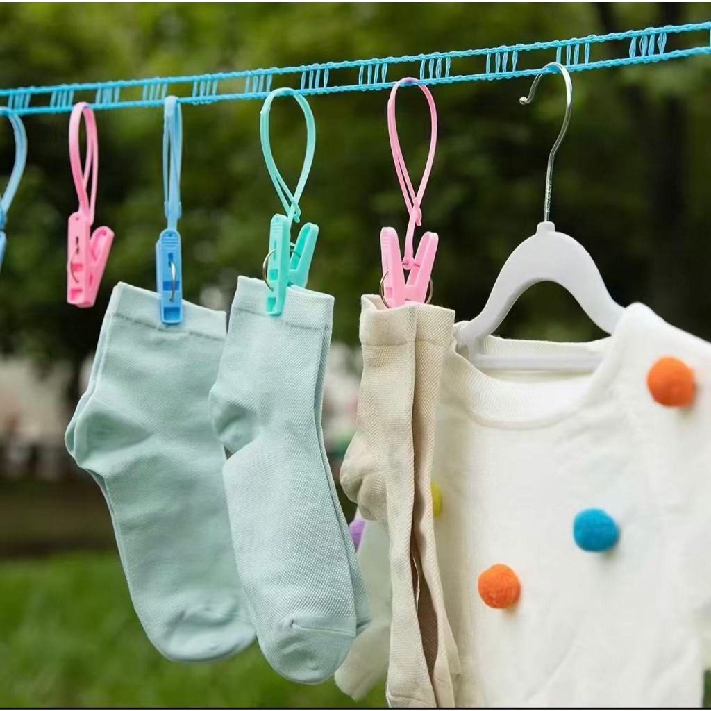 2 Cordas Varal Nylon Antiderrapante Cabide Ajustável Até 10 mt