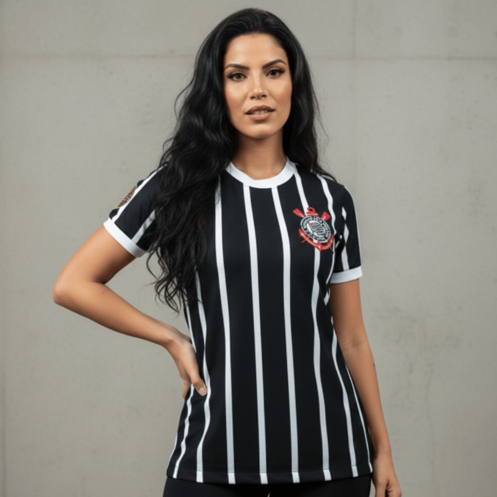 Camiseta Corinthians Feminino Listrada Democracia Licenciada em Oferta na Shopee