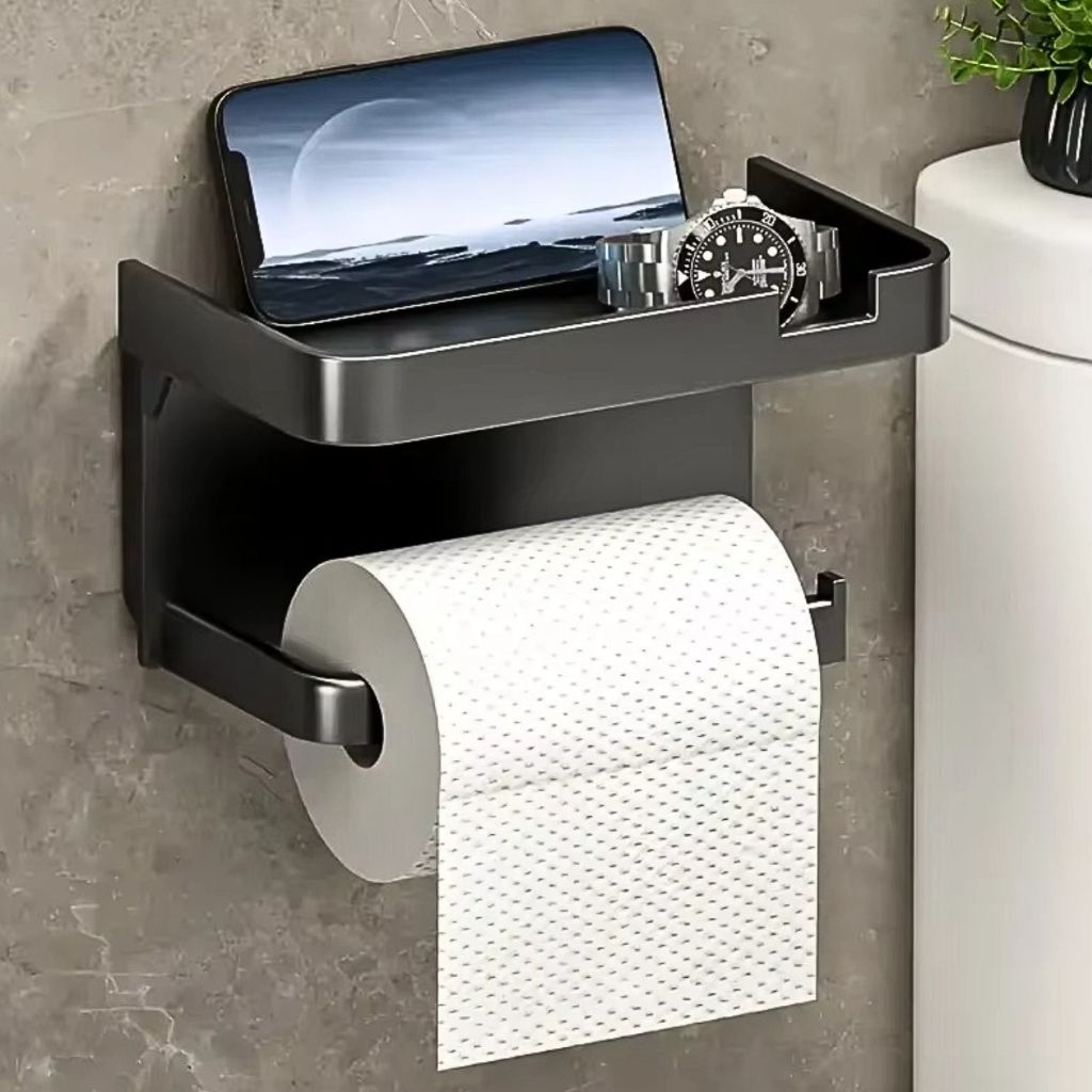 Suporte Porta Papel Higiênico Premium Apoio Para Celular de Banheiro Fixado na Parede Sem Furos em Oferta na Shopee