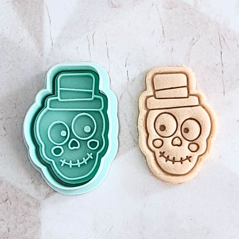 Cortador de Biscoito e Carimbo Caveira Mexicana de Chapéu | Halloween