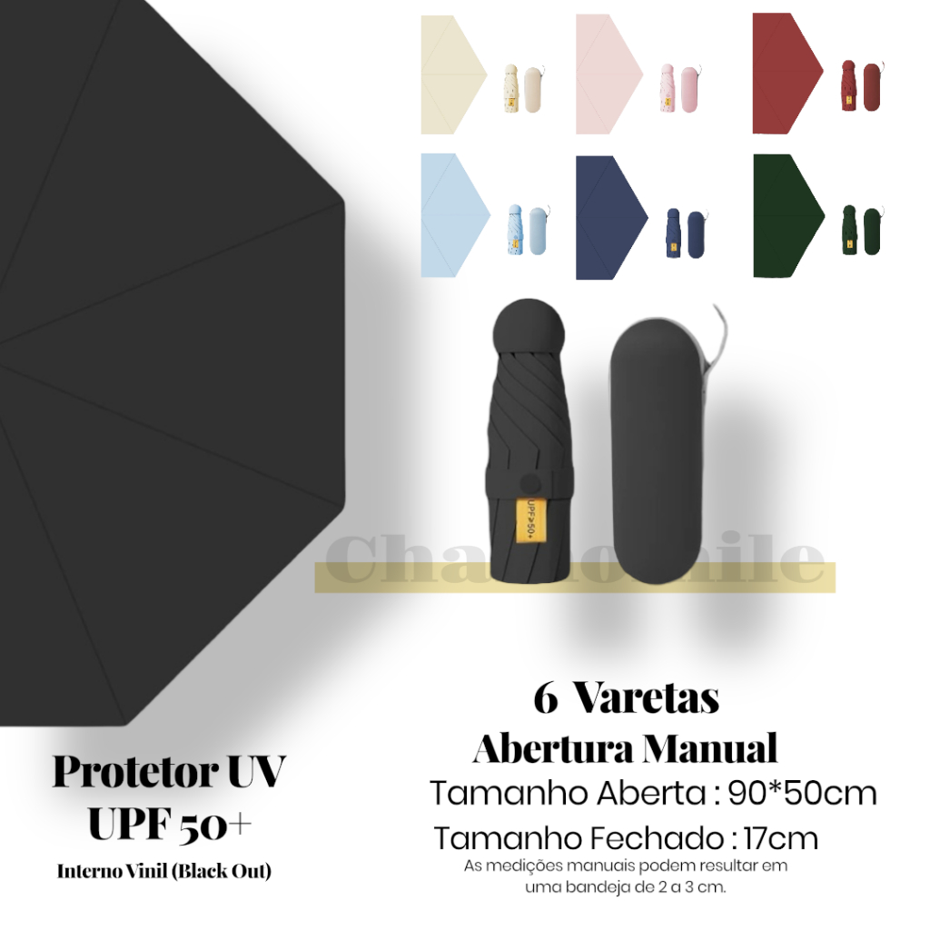 Guarda-Chuva Mini Cápsula de Bolsa Portátil Blackout Proteção Solar UV Sombrinha Dobrável  C/Estojo em Oferta na Shopee