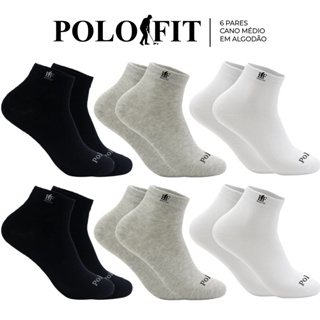 Kit 6 Pares Meias Polo Fit Cano Médio Esportivo Algodão Original em Oferta na Shopee