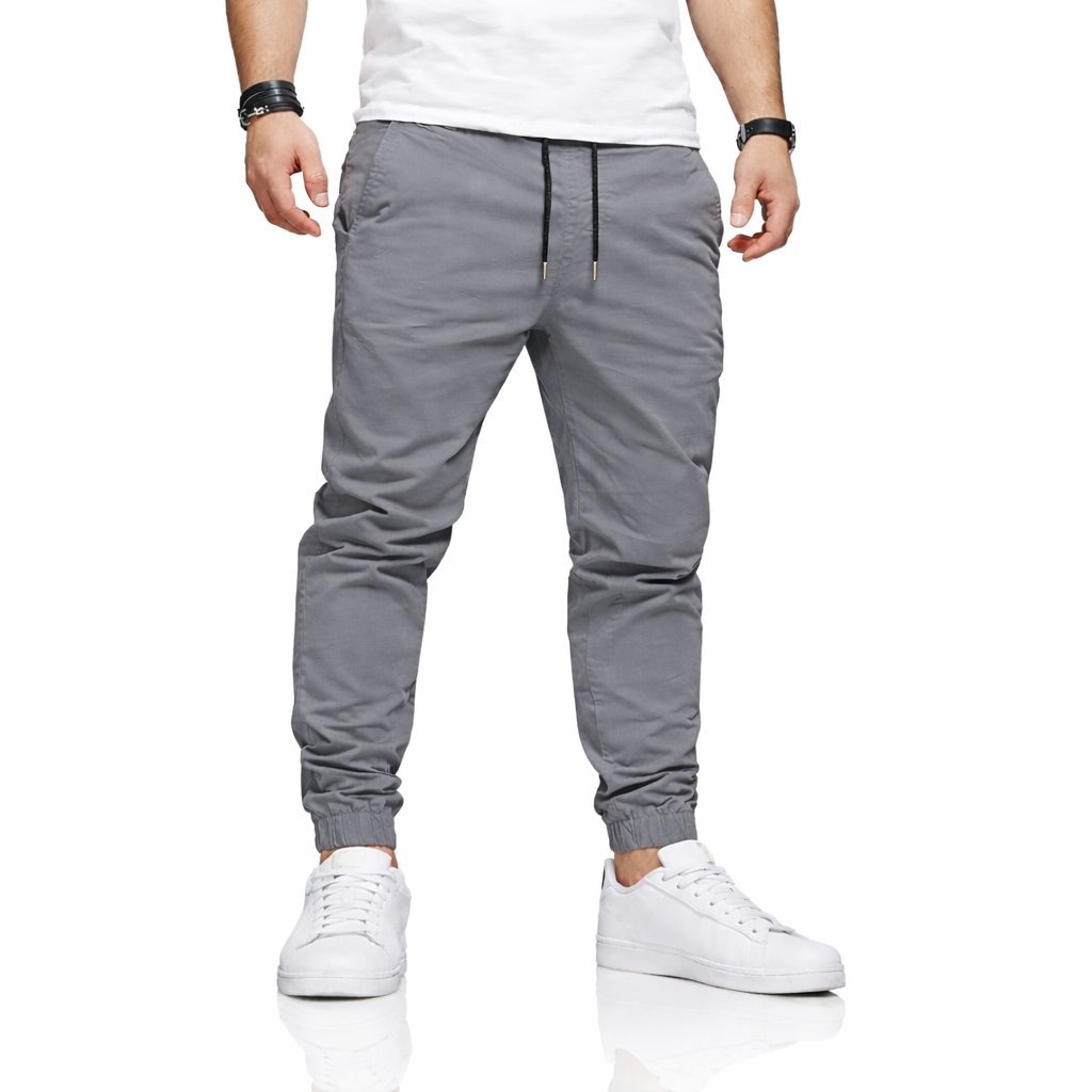 Calça Jogger Masculina Sarja Jeans Premium Com Cós Elástico E Cordão Punho Ajustável Confortável