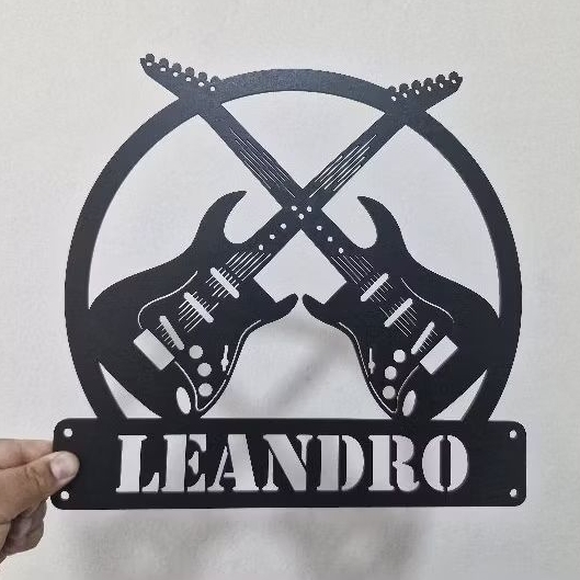 Quadro Guitarra Com Nome Personalizado Decorativo Aplique MDF 3mm — imagem 2 de 2