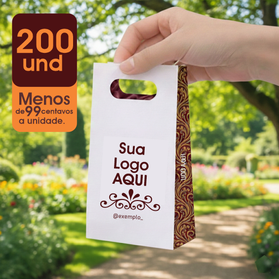 200 Mini Sacola Personalizada de Papel | Embalagem para Loja Semijoias e Acessórios | Com Sua Logo