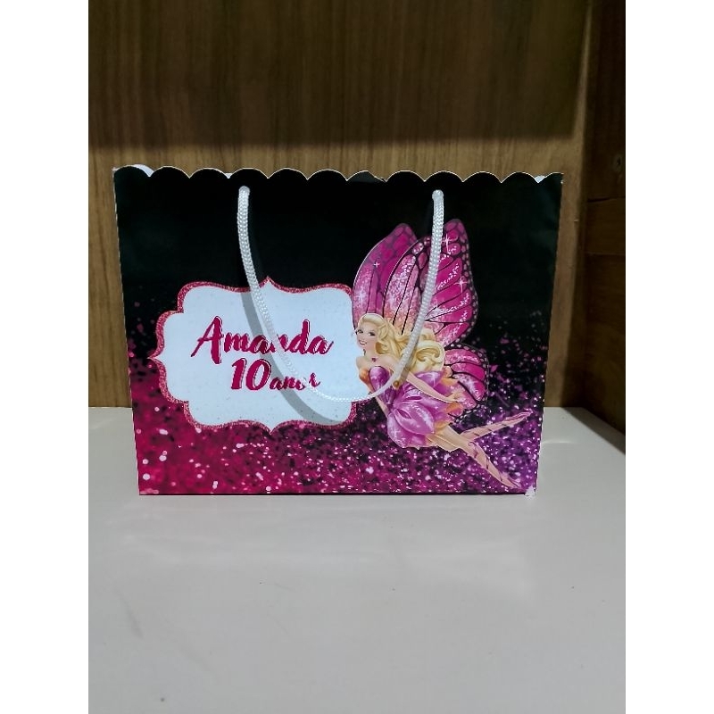 Sacola Surpresa personalizada para lembrancinhas de aniversário - Barbie Fada- todos os temas - Semi montadas.