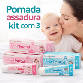 Kit com 3 Pomada assadura Creme Assadura Bebê Pantol 45g D-Pantenol Vitamina B5, óleo de amêndoas e óleo de girassol
