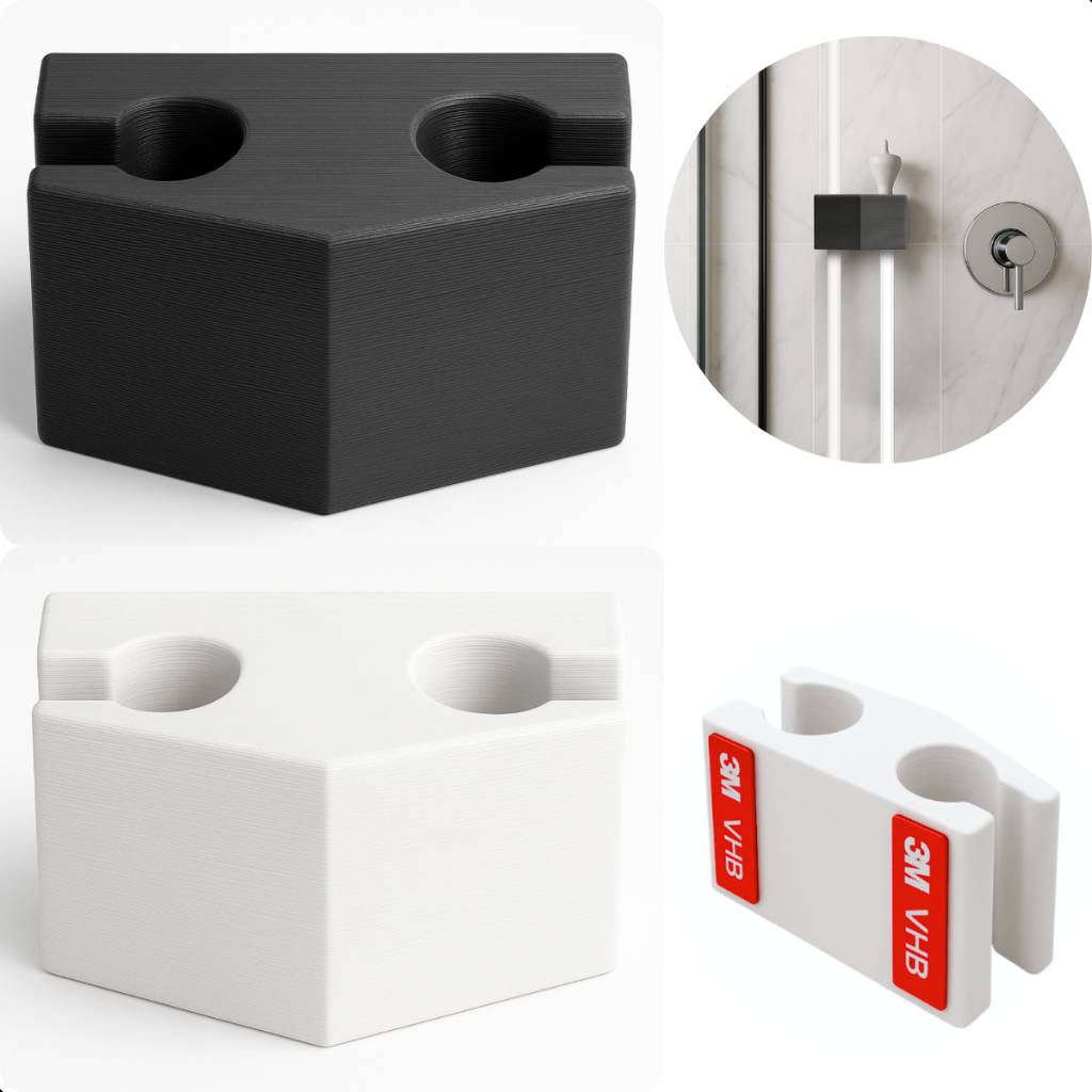 Suporte Encaixe Duplo Mangueirinha Chuveirinho Ducha Banheiro Fita Dupla Face 3m Universal