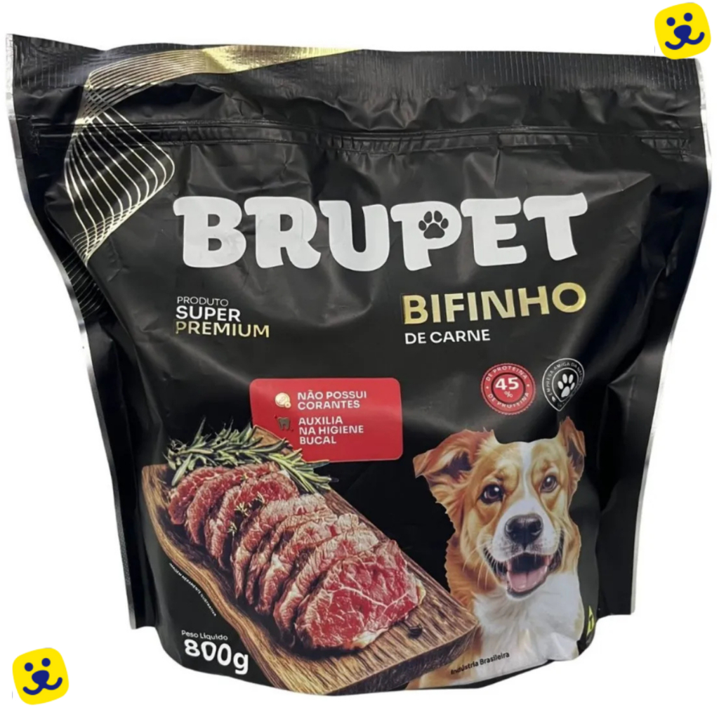 Bifinho Cachorro Sabor Carne Brupet 800g Petisco para Cães Super Premium Sem Corante Proteína 45%