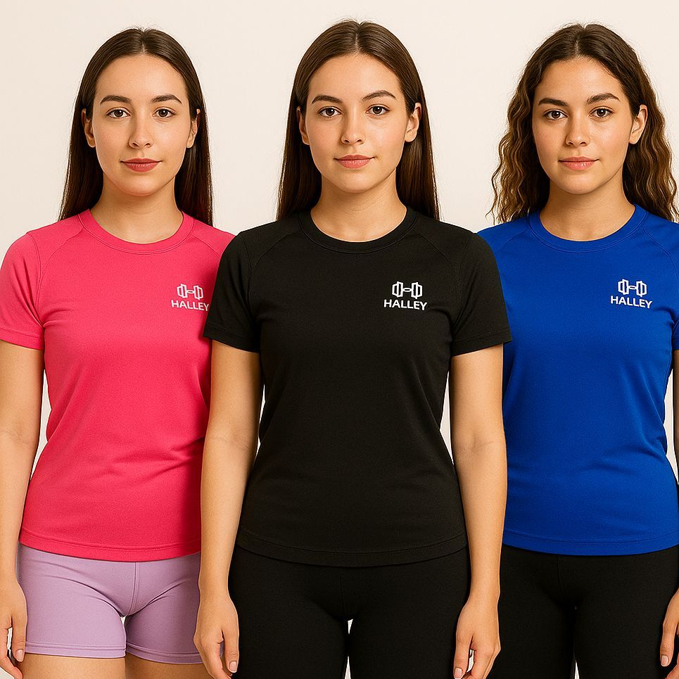 Kit 3 ou 1 Camiseta academia feminina  Dry Fit | Alta Performance Treino\Corrida\Academia - Halley em Oferta na Shopee