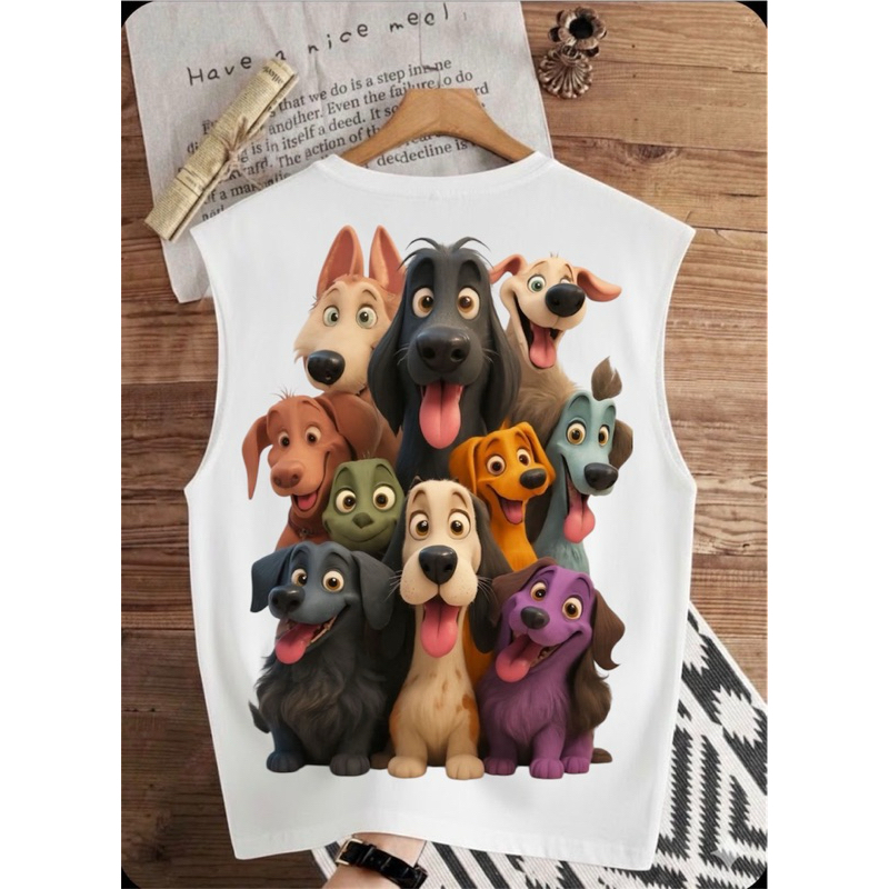 Camiseta regata estampada cachorro amor por dog tecido prêmio algodão camisa para o dia a dia verão
