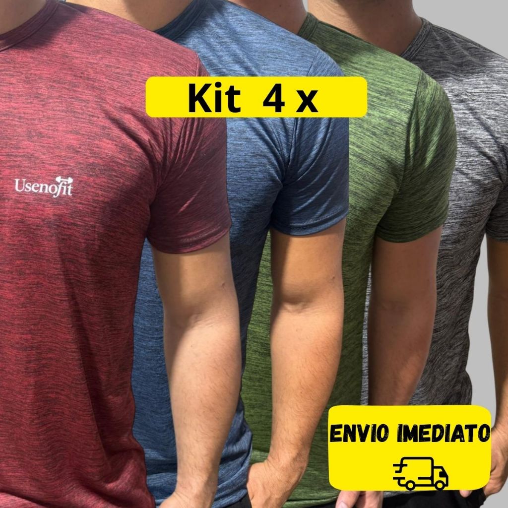 Kit 4 Camisetas Masculinas Dry Fit Academia Treino Malha Fria Não Amassa Oferta em Oferta na Shopee