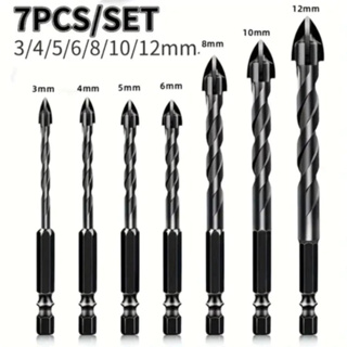 Kit 7 Brocas de carboneto Triangular Titânio Profissionais 3-12mm Para Fura Tudo em Oferta na Shopee