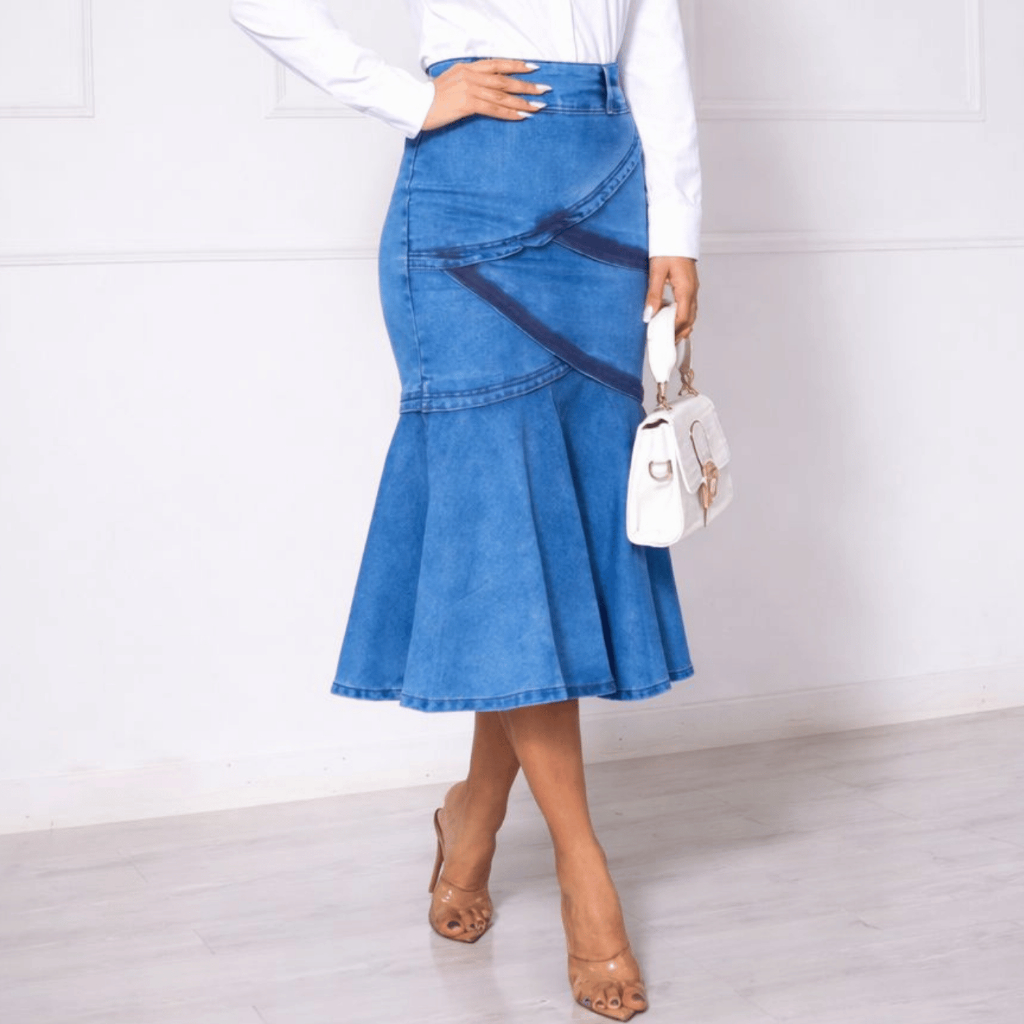 Saia Feminina Jeans Modeladora Com lycra Cintura Alta Premium em Oferta na Shopee