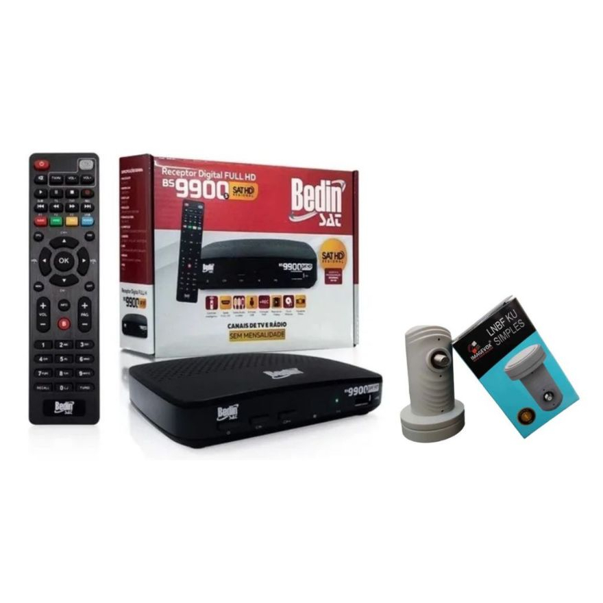 Kit Bedinsat + LNBF Simples Universal Para Antena Parabolica Banda ku