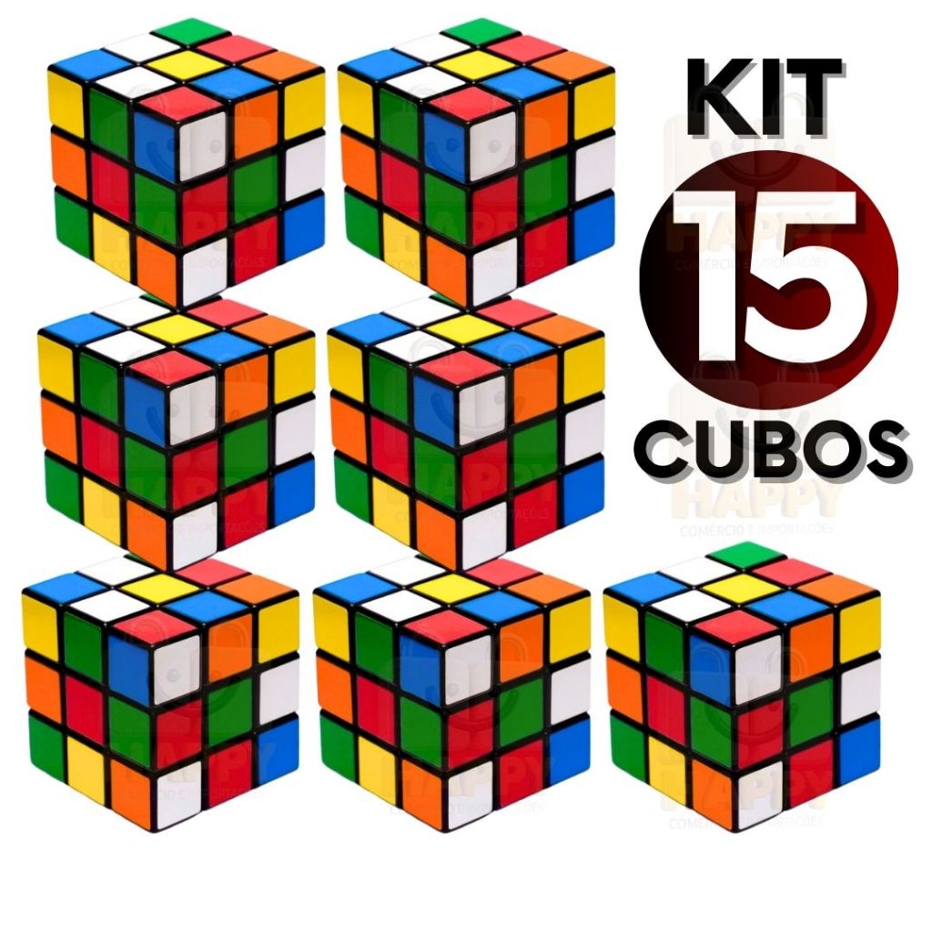 Kit 15 Cubo Mágico 5x5 cm Brinde para Festa Infantil Evento Escolar Colorido