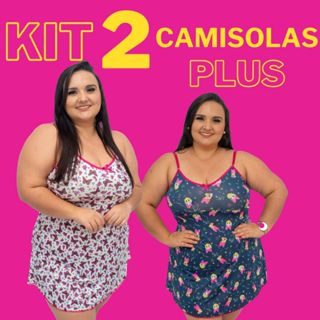 Kit 2 Camisolas Plus Size Camisola Feminina EXGG Camisola Extra Grande Camisola GG1 Vestido de Dormir