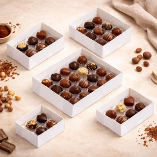 Caixa para Bombons com Berço e com Tampa Transparente | 4, 6, 8, 12 ou 25 Bombons | Confeitaria em Oferta na Shopee