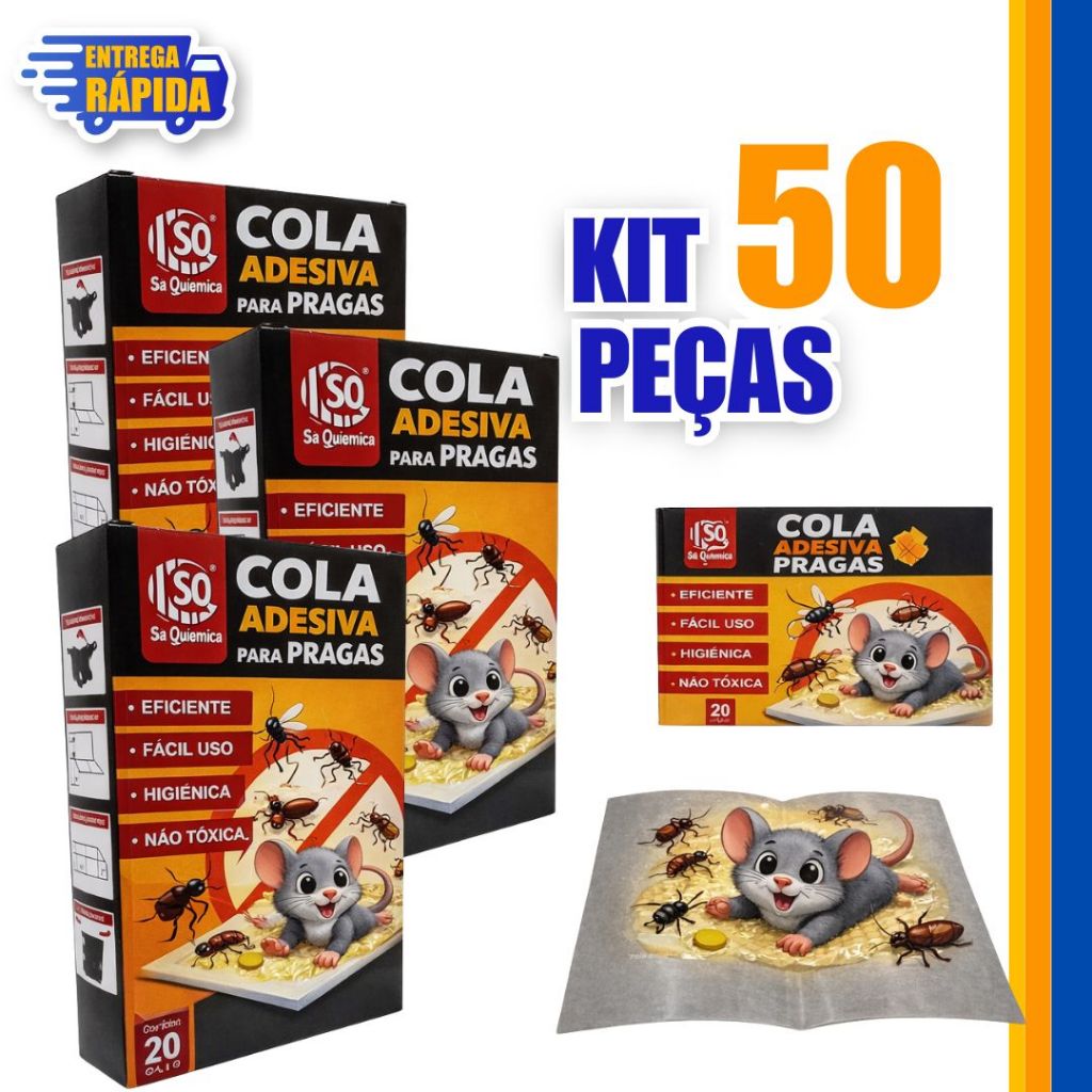 KIT com 50/40/30/20/10 - Cola Adesiva para pegar Rat Rápido e Pratico Linha Premium Qualidade Garantida Praticidade em Oferta na Shopee