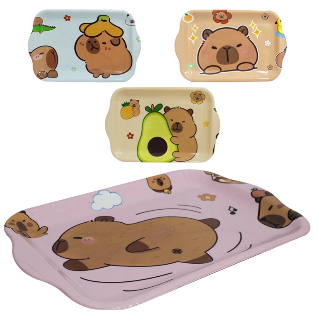 BANDEJA DE PLASTICO RETANGULAR COM ALCA CAPIVARA 34CM