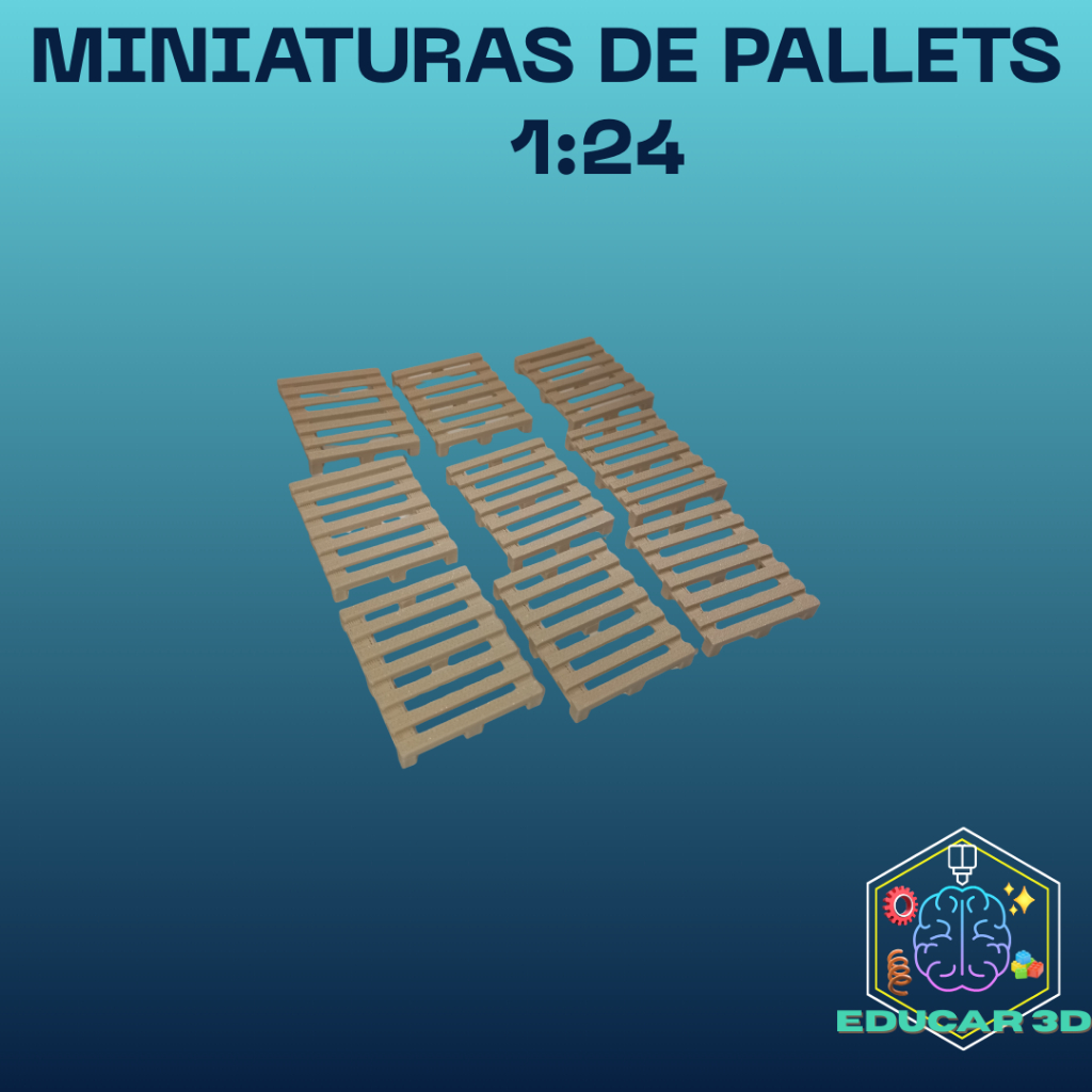 Kit 9 Pallets Miniatura 1:24 em PETG – 61x42x10mm – Padrão 1,20x1,00m – Maquete Logística