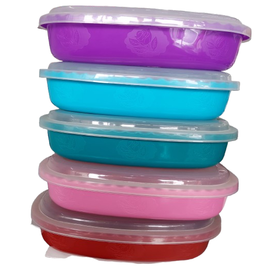 Saladeira Oval colorida com tampa transparente 2000 ml