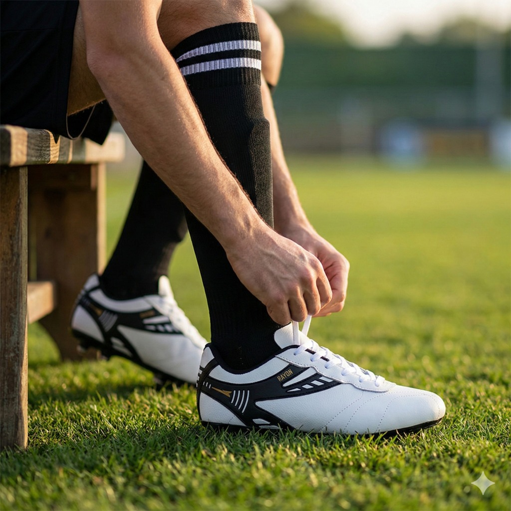 Chuteira Masculino Unissex Rayon em Couro Legitimo Campo Trava Resistente Costurada  Original Campo Grama 37 ao 43