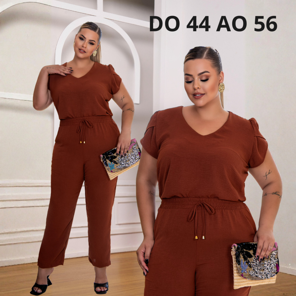 CONJUNTO PLUS SIZE ALFAIATARIA ELEGANTE E CONFORTAVEL em Oferta na Shopee
